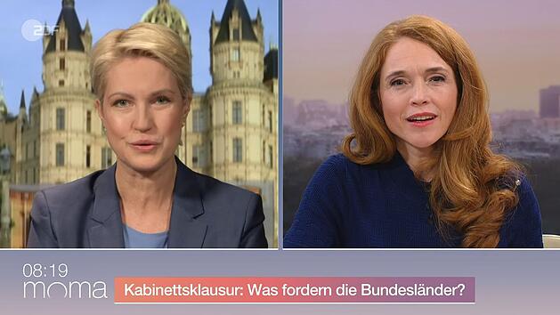 Manuela Schwesig (links) sprach mit ZDF-Moderatorin Mirjam Meinhardt über die mögliche Abschaffung von Pflegegrad 1.