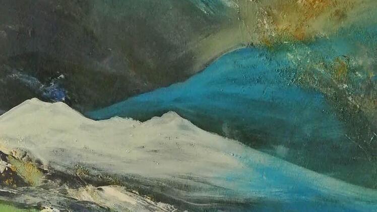 Acryl-Spachtel-Arbeit von Gisela Röder. Eine wildbewegte abstrakte Landschaft. Foto: Brigitte Krause