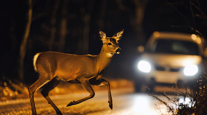 Wildunfall, Reh, Stra&szlig;e, Wildwechsel