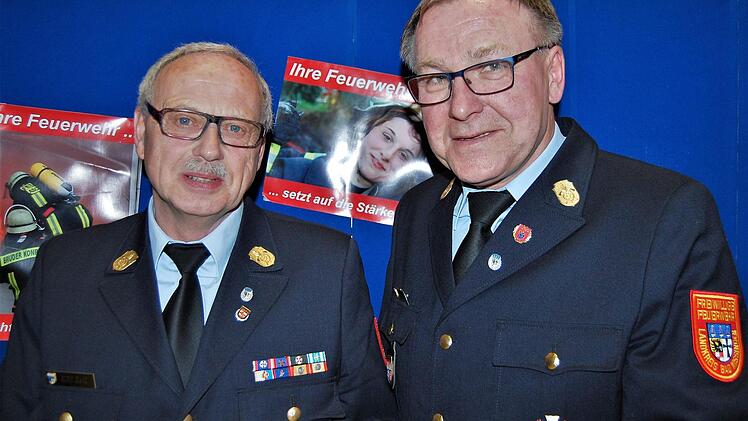 Kreisbrandrat Benno Metz (rechts) ernannte Kreisbrandinspektor Peter Sell nach seinem Ausscheiden zum Ehren-Kreisbrandinspektor  Fotos: Sigismund von Dobschütz