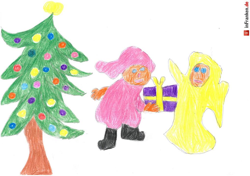 Selbstgemalte Weihnachtsbilder von Kindern aus Franken 2016