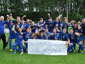 Ein Team, ein Wille - der Aufstieg in die Bezirksliga: Der TSV Kirchehrenbach um Meistertrainer Christian Martin (l.) hat die Kreisliga 2 dominiert. Foto: Uwe Kellner