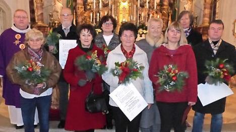 Langjährige Mitglieder des Basilikachors Marienweiher sind durch die Erzdiözese Bamberg geehrt worden. Foto: Klaus-Peter Wulf