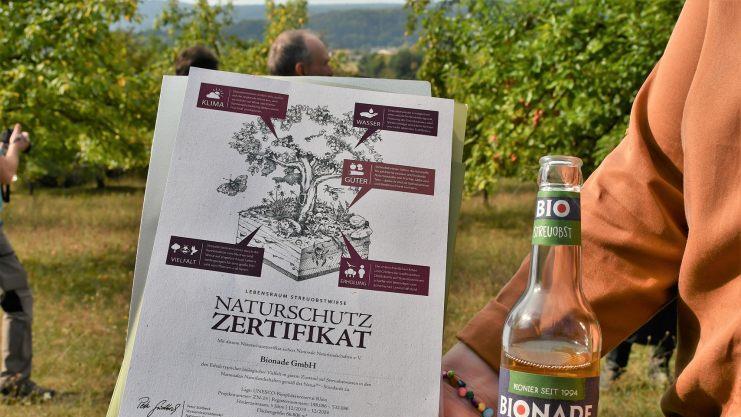 Mit dem Kauf von Naturschutzzertifikaten trägt das Unternehmen Bionade zur Pflege und Revitalisierung von fast 6,7 Hektar Streuobstwiese bei.Foto: Anna-Lena Bieneck