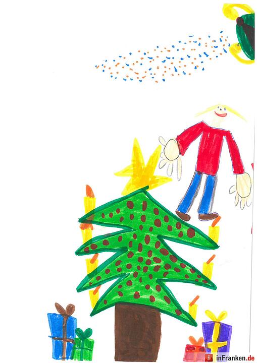 Selbstgemalte Weihnachtsbilder von Kindern aus Franken 2016