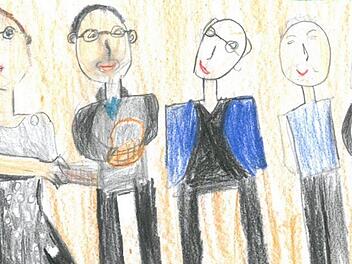 Bei der Veranstaltung waren dabei (von links): Uschi Schmidt, Manfred Bachmayer, Uwe Kerkewitz, Peter Maier und Retta Müller-Schimmel Foto: Gabriela Ruyter, gemalt von Hala