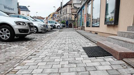 Pflaster f&uuml;r Kitzinger Innenstadt auf Testfl&auml;che