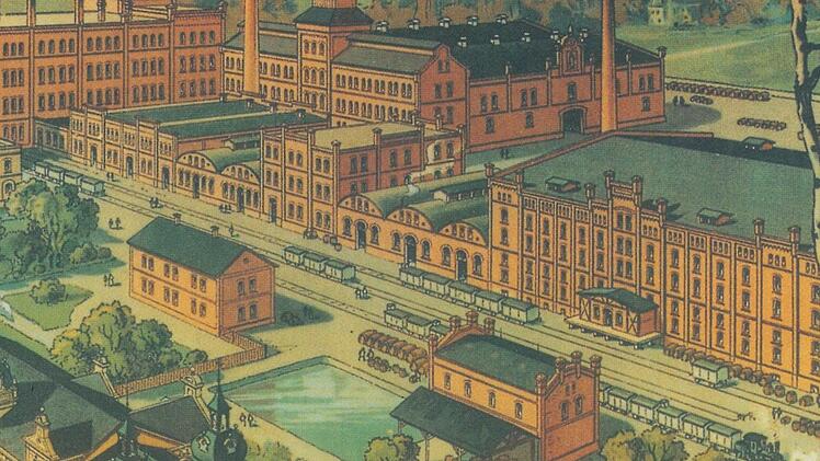 Die Mönchshof-Brauerei in der Blaich ist eine der ältesten Kulmbacher Brauereien. Heute ist sie zwar nur noch Museum, doch die  Marke wird für die Kulmbacher Brauerei immer wichtiger. So legte Mönchshof im Jahr 2019 um acht Prozent zu. Diese Zeichnung zeigt auch einige Gebäude, die nie verwirklicht wurden. Foto: Archiv/Christian Schuberth
