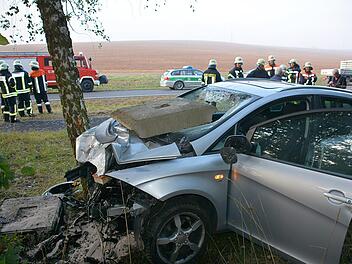 Glück im Unglück hatte die Autofahrerin bei einem Unfall zwischen Großbardorf und Großwenkheim.  Hanns Friedrich