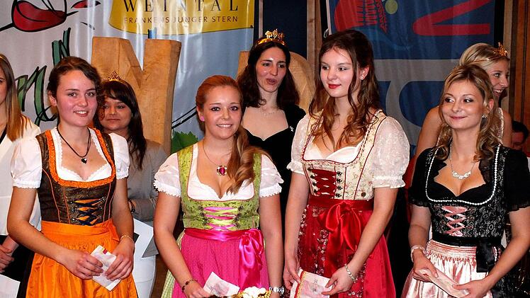 Gleich vier Anwärterinnen, die alle aus Winzerfamilien stammen, standen für das Amt der neuen Weinprinzessinnen zur Verfügung. Vorne von links: Nadine Rippstein, Svenja Schneider, Anna-Lena Gottschalk und Elisabeth Goger