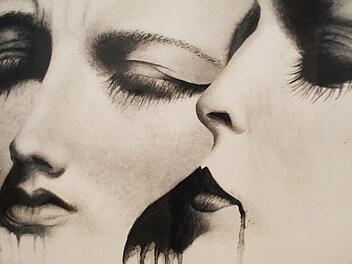 Anina Göpel: Schwestern. Aquarell. Zu sehen bei der Jahresausstellung des Coburger Kunstvereines. Carolin Herrmann