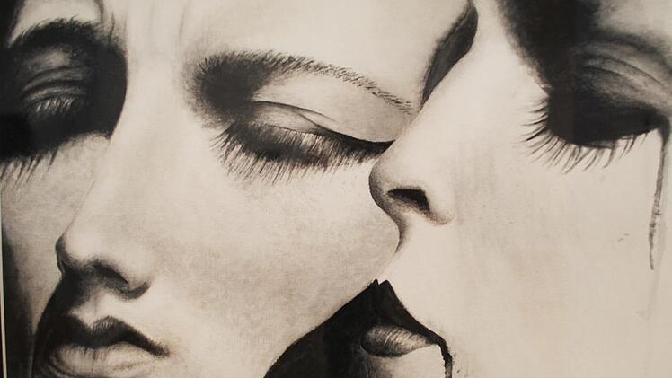 Anina Göpel: Schwestern. Aquarell. Zu sehen bei der Jahresausstellung des Coburger Kunstvereines. Carolin Herrmann