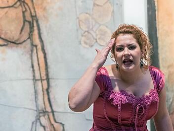 Stefanie Zillig begeisterte das Publikum im Coburger Kunstverein mit einem Operettenprogramm unter dem Motto "Es gibt ja keine Männer mehr". Foto: Jochen Berger