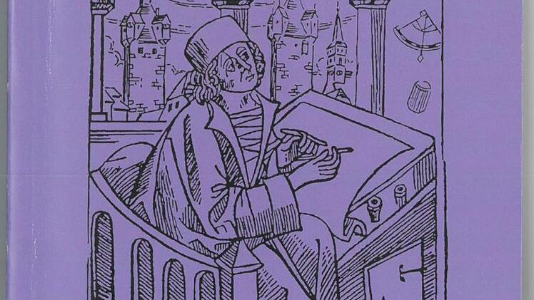 Ein Stadtschreiber ziert das Buch. Im Hintergrund die Türme der Stadt.