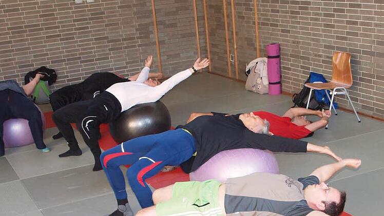 Bei der Rückenschule mit Stefan Luthardt kam der große Gymnastikball zum Einsatz.Foto: Alfred Thieret