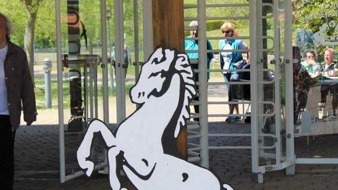 Werbeaktion im Kurpark Bad Staffelstein Foto: Theatergruppe Schwürbitz