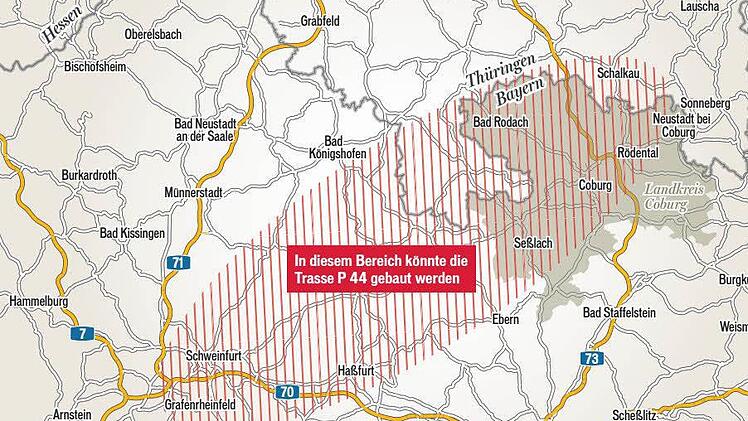 In diesem Bereich könnte die Trasse P 44 gebaut werden.Grafik: Carolin Höfler