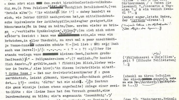 Ein Ausschnitt aus der Typoskript-Version von "Zettels Traum"
