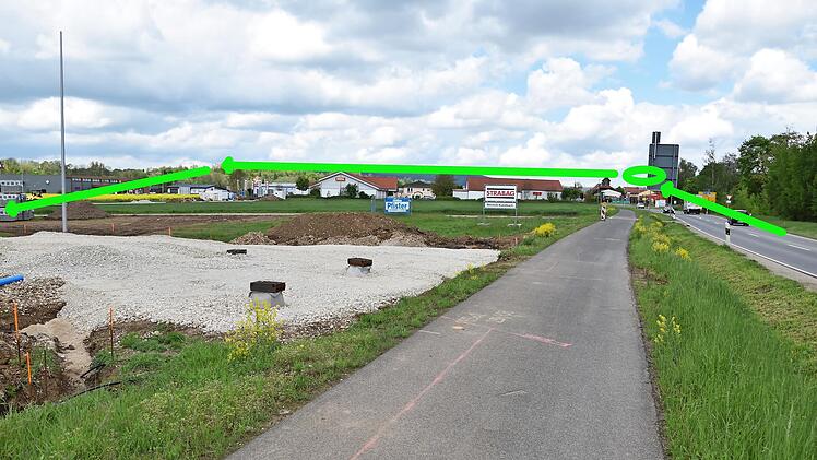 Das wäre ein ganz schön großer Umweg gewesen, wie die Markierungen auf dem Bild zeigen. Nur acht bis zehn Meter verhindern das.