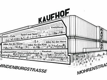 Alles unter einem Dach: Damit das Tageblatt diese Botschaft 1973 unters Volk bringen konnte, stellte die Presseabteilung von Kaufhof dieses Foto zur Verfügung. Etliche Sortimente sind indessen längst verschwunden, zuletzt 2011 die Elektro-Abteilung.CT-Archiv