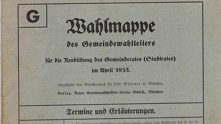 Wahlmappe zur Gleichschaltung (Stadtarchiv Ebermannstadt, Repro Franze)