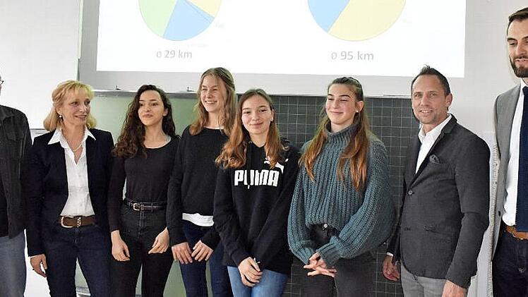 Umweltminister Thorsten Glauber (2. v. r.) stellte sich einer Umwelt-Debatte mit Schülern und Lehrern in Gräfenberg.  Foto: Petra Malbrich