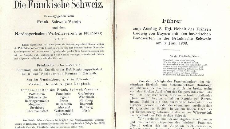 Titel und erste Seite des Reiseführers durch die Fränkische Schweiz (Repro Franze)