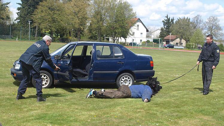 Große Aufmerksamkeit bei den Schülerinnen fand eine Vorführung Polizeihunden. Foto: Stefan Geiger