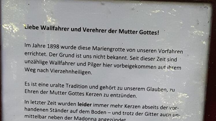 Ein Schild wurde aufgestellt. Marion Ender