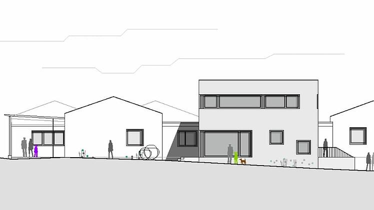 So sieht der kubusförmige, zweistöckige Anbau ausFoto: Heßdörfer Seifert Architekten