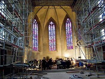 Konzerterlebnis zwischen Baugerüsten in St. Augustin. Fotos: Jochen Berger