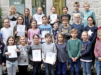 Diese Schüler erreichten in ihren Schulen den ersten Platz und wurden damit Schulbeste und Schulsieger. Sie ermittelten in Eltmann jetzt die beiden Kreissieger. Fotos: Günther Geiling