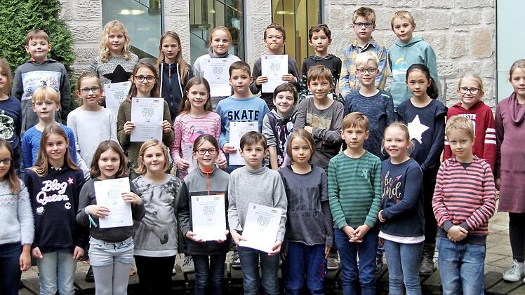 Diese Schüler erreichten in ihren Schulen den ersten Platz und wurden damit Schulbeste und Schulsieger. Sie ermittelten in Eltmann jetzt die beiden Kreissieger. Fotos: Günther Geiling