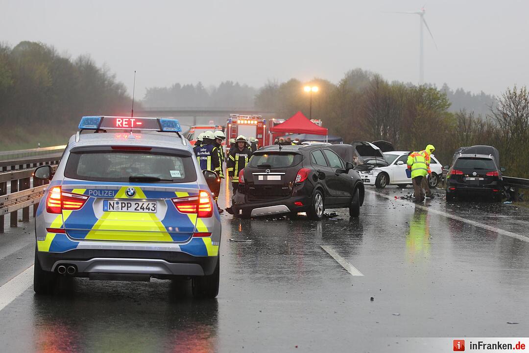 Hagel-Unwetter lšst Massenunfall aus: Autos kollidieren auf der A6 - Acht verletzte Personen, davon drei schwer