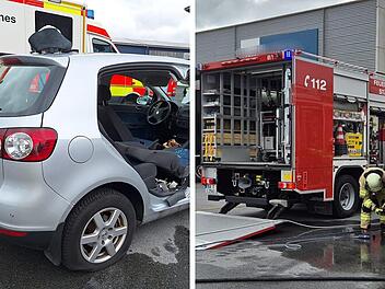 Auto kracht auf Bamberger Firmengelände in Lkw - besondere Rettung erforderlich
