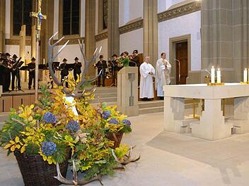 Die Hubertusmesse in der Bad Kissinger Herz-Jesu-Kirche wurde von der Kissinger Jagdgenossenschaft gestaltet. Foto: Peter Rauch