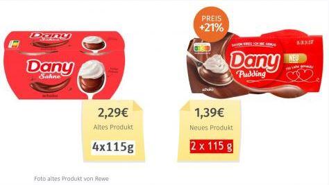 Mogelpackung Dany Pudding