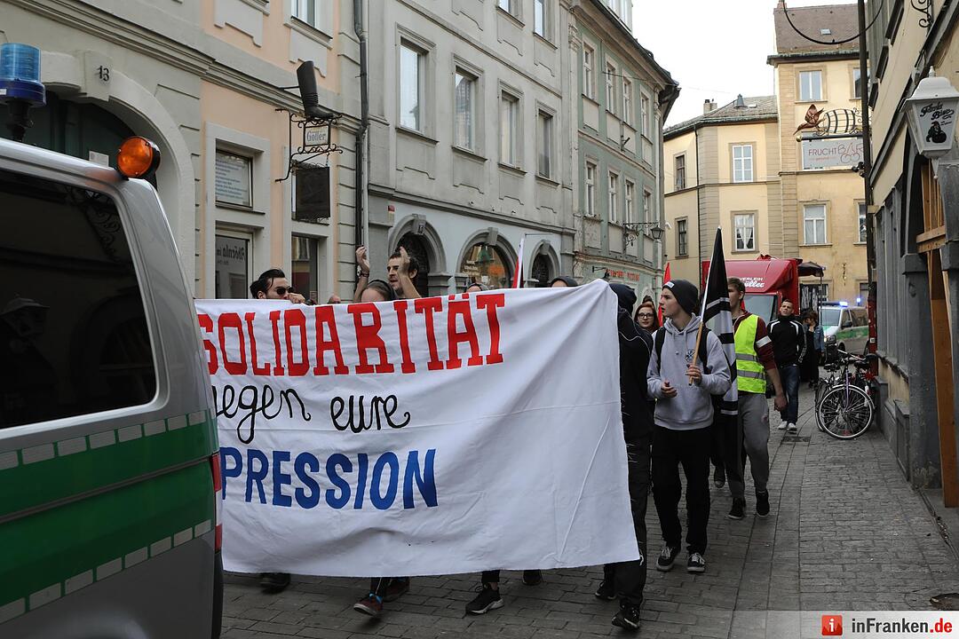 Bamberg; Demo vom Bahnhof bis zum Gefängnis der "roten Hilfe"