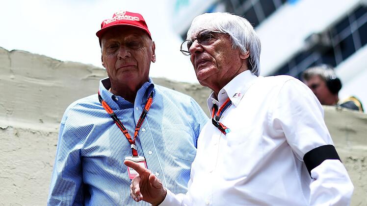 Zwei einflussreiche Männer der Formel 1: Der ehemalige, 2019 verstorbene Rennfahrer Niki Lauda (links) und der F1-Lenker Bernie Ecclestone.