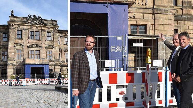 Erlangen: Marodes Schloss-Wappen f&uuml;hrt zu Sperrung - "In schlechterem Zustand als vermutet"