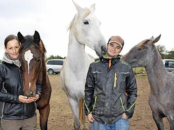 Charlotte und Hendrik Kiefner sind die Besitzer des Pferdeparadies Grieshof. Sie hoffen darauf, dass die unterirdische Trasse nicht durch die Weiden ihres Pferdehofes gelegt wird. Denn der Hof ist auf drei eigene Quellen zur Wasserversorgung angewiesen. Foto: Julia Raab