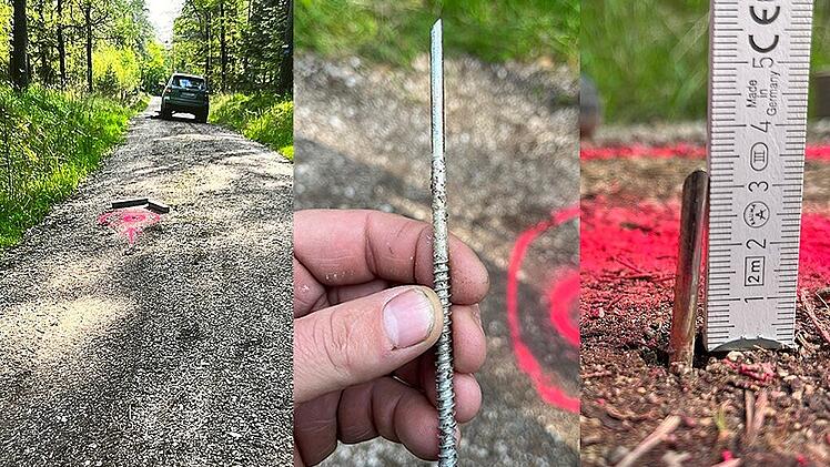 Gefährliche Schrauben in fränkischem Waldstück platziert