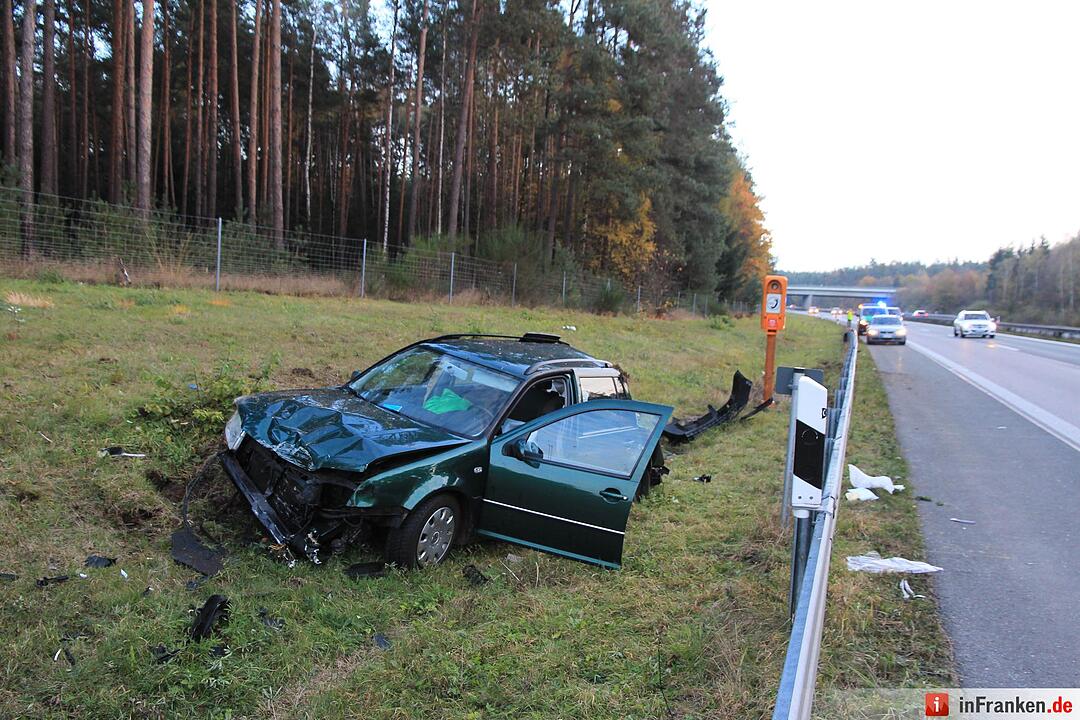 Kollision auf A73 bei Bamberg- Fahrer schwer verletzt