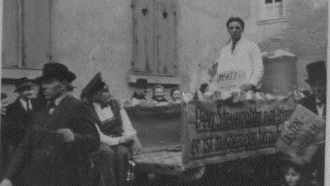 Bild des Faschingszuges 1949. Foto: Kalmund-Archiv