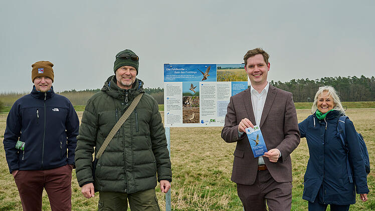 Infotafel soll &uuml;ber Feldlerche aufkl&auml;ren