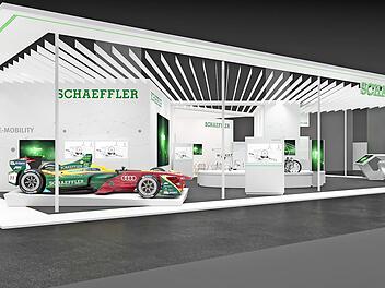 So wird sich Schaeffler auf der IAA (Halle 5.1, Stand A04) präsentieren. Foto: Schaeffler
