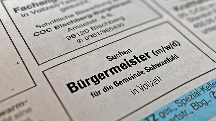 Stell dir vor, es braucht einen Bürgermeister - und keiner will's werden: Als nächstes will die Gemeinde Schwanfeld Anzeigen in den überregionalen Printmedien  schalten. Illustration: Franziska Schäfer