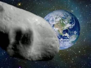 In einer Computeranimation der Nasa fliegt der Asteroid an der Erde vorbei. Jedenfalls in der Vorstellung der Experten. Foto: Nasa/dpa