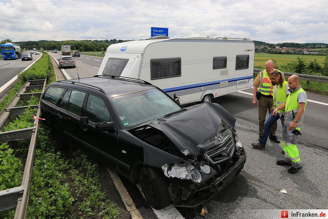 Wohnwagenunfall auf A70 bei Viereth