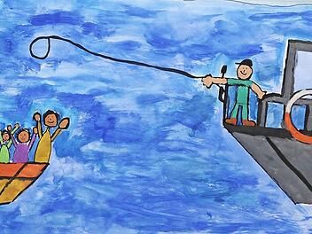 Für Marc-Leon Stettner sind die Retter von Bootsflüchtlingen wahre Helden. Fotos: Gerda Völk